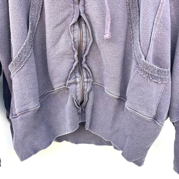 Free People Camden Oversized Slouchy Full Zip Hoodie Fallen Fig Purple Large - Picture 8 of 10